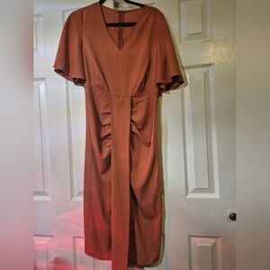 Shein NWOT Rust Ruched Maxi Dress Med